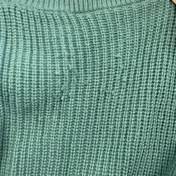 VTG 90s Chunky Thermal Knit Sweater Retro Heritage Patch Deep Forest Green Read - Picture 13 of 16